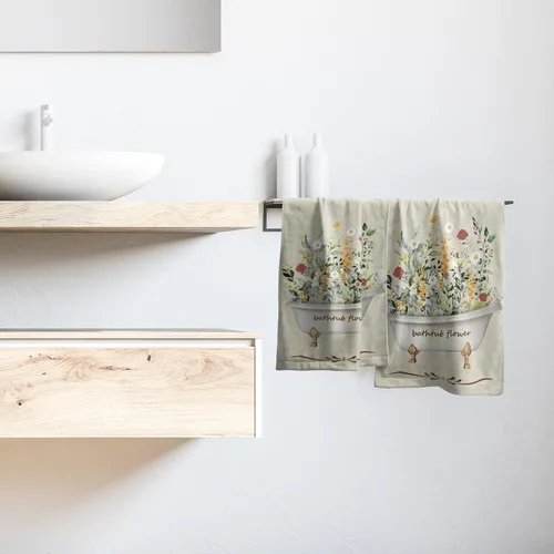 Miniatura 6 de Giwawa Juego de 2 toallas de mano geométricas modernas azules bohemias, toallas de baño suaves para cocina, toallas para baño, hotel, gimnasio, spa