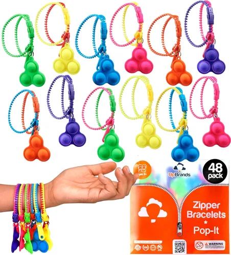 Miniatura 13 de UpBrands 120 pulseras de amistad con cremallera de 7.5 pulgadas, regalos de Pascua para niños, juguetes silenciosos para aliviar el estrés, kit