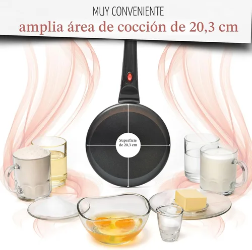 Miniatura 6 de Moss & Stone Máquina Eléctrica para Crepas – Sartén Portátil para Crepas de 8" Antiadherente con Plato de Inmersión, Apagado Automático, Interruptor
