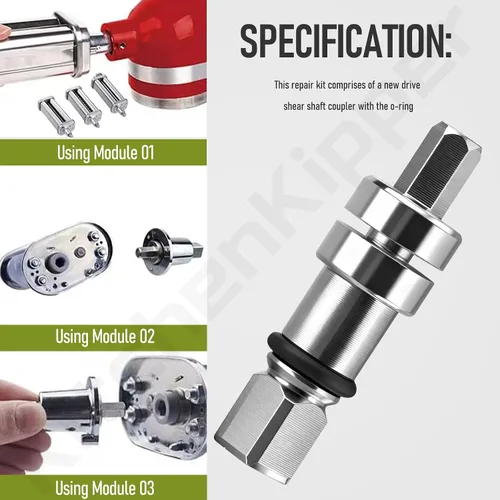 Miniatura 3 de Acoplador de eje de corte para pasta compatible con batidora de pie Kitchen-Aid – Para rodillo de pasta serie KSMP y cortador de reparación