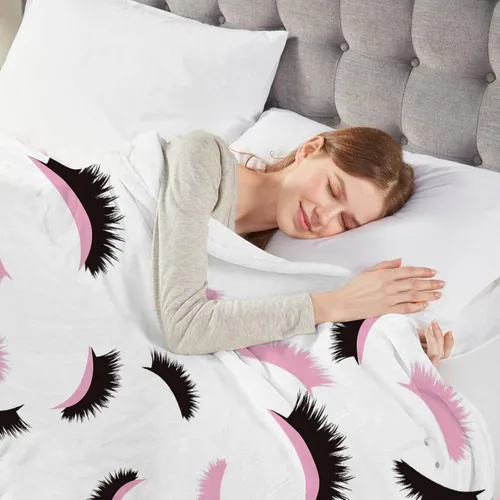 Miniatura 6 de Manta de pestañas para cama de pestañas, manta suave y preppy femenina para sofá, cama, decoración de habitación de pestañas, color rosa, regalo