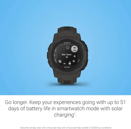 Miniatura 3 de Garmin Instinct 2S Solar, reloj resistente para exteriores de menor tamaño con GPS y con capacidad de carga solar, construido para todos los Grafito