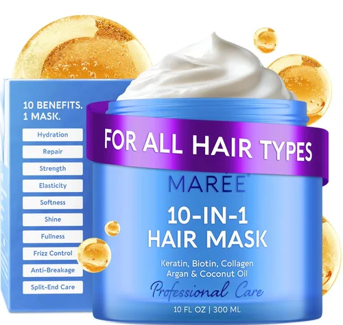 Miniatura 13 de MAREE Mascarilla Capilar de Acondicionador Profundo para Cabello Dañado – Tratamiento Capilar de Aceite de Argán y Biotina Jojoba – Mascarilla