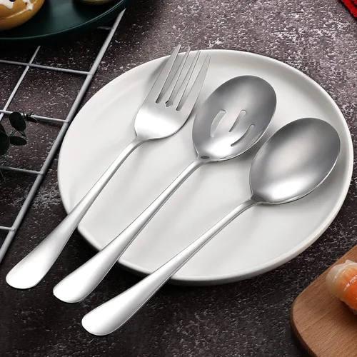 Miniatura 3 de Patelai El juego de 6 cucharas de servir incluye 4 cucharas ranuradas y 2 tenedores de acero inoxidable para bufé, cena restaurante para banquete