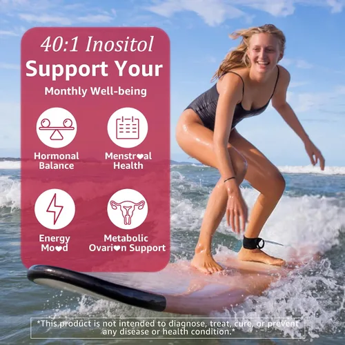Miniatura 4 de Gomitas de inositol con aceite de onagra para mujeres, proporción 40:1, mio-inositol de 2000 mg y D-Chiro inositol 50 mg con vitamina D3 B6 B12