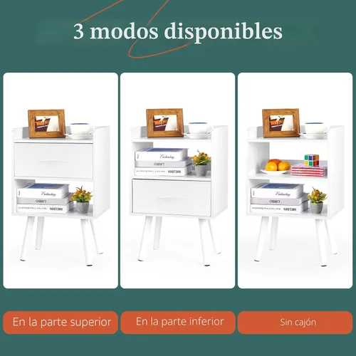 Miniatura 6 de Yoobure - Mesita de noche moderna con cajón, mesas de cabecera, mesitas de noche de mediados de siglo con estante de almacenamiento abierto, mesa