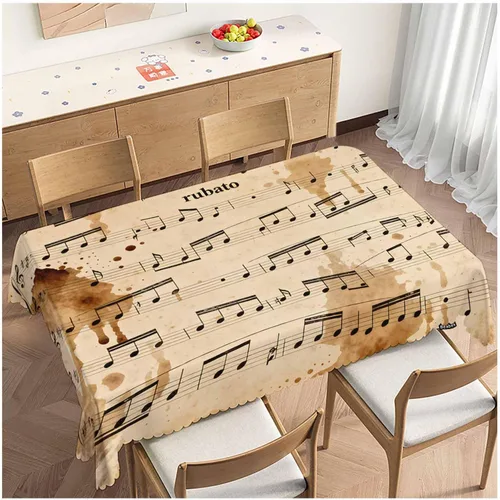 Mantel de notas musicales de 52 x 70 pulgadas, diseño de piano musical retro, mantel oblongo, mantel decorativo antirencogimiento para cocina,