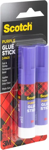 Miniatura 3 de Scotch Pegamento morado 6108-2N - 0.28 onzas, sin ácidos, no tóxico, se seca transparente, ideal para proyectos de papel y tela, paquete de 2