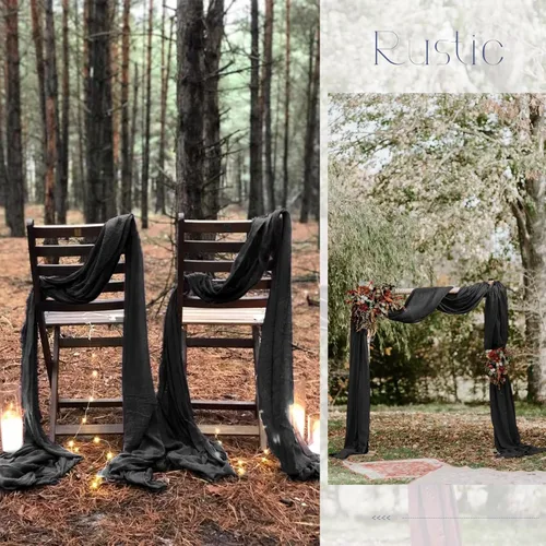 Miniatura 6 de Paquete de 20 caminos de mesa negros de 10 pies de tela de queso, caminos de mesa largos de tela de queso estilo bohemio, románticos, de tela