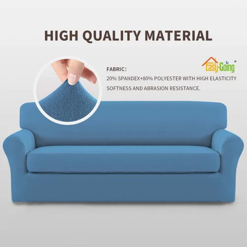 Miniatura 3 de Easy-Going - Funda elástica de microfibra de 2 piezas para sofá, funda suave de elastano, lavable, parte inferior elástica, protector para muebles