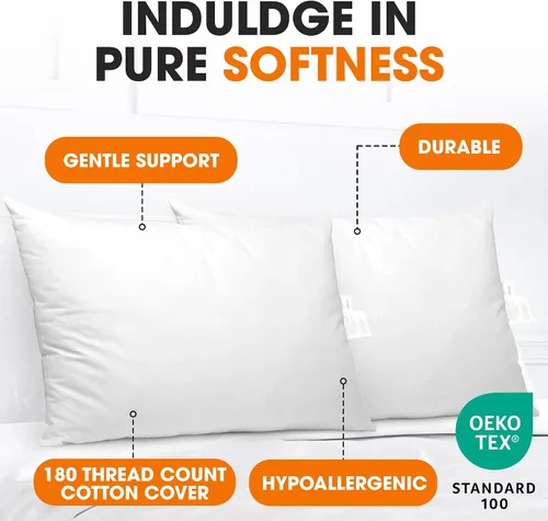 Miniatura 6 de Cheer Collection Almohadas de cama de tamaño estándar, almohadas alternativas de plumón, almohadas suaves y posicionadores, juego de 2 almohadas