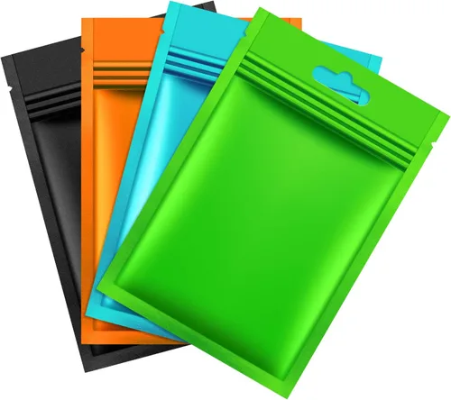 Miniatura 11 de 200 piezas de bolsas Mylar Zip Lock. Bolsas de papel de aluminio, plano metálico Mylar Foil plano, bolsas ZipLock de almacenamiento de alimentos.