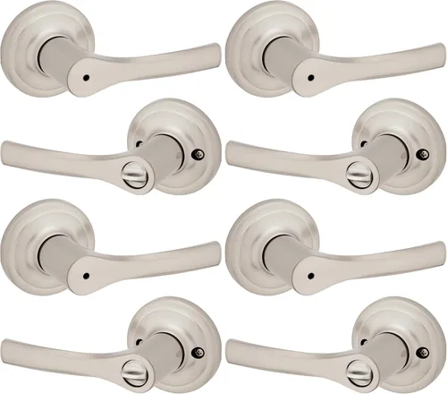 Miniatura 23 de Kwikset Henley - Manija de puerta de paso interior, manija para puertas de armario y pasillo, manija reversible sin bloqueo, níquel satinado