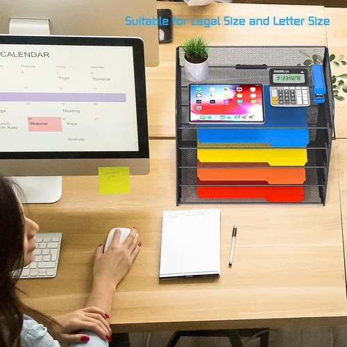 Miniatura 7 de Organizador de papel legal/A4 de 5 niveles, soporte para bandeja de papel para escritorio, soporte de archivos/clasificador, carpetas de archivos