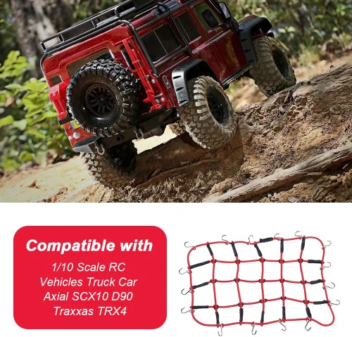 Miniatura 4 de HobbyPark Red elástica para equipaje RC Crawler con gancho para vehículos RC a escala 1/10, camión, coche, axial, SCX10, D90, Traxxas TRX4