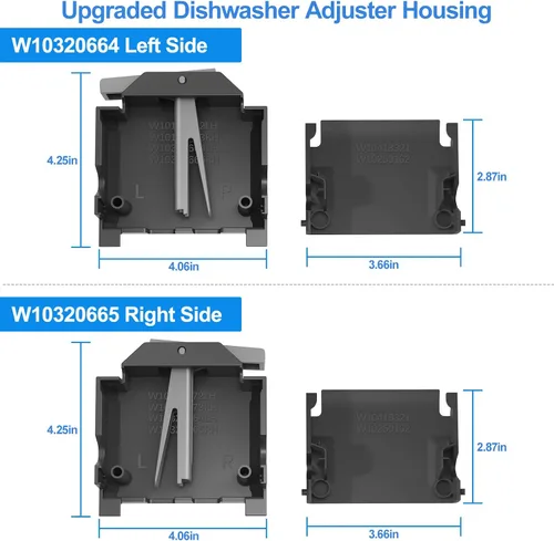 Miniatura 8 de ACTUALIZADO W10320664 W10320665 - Ajustador de lavavajillas para Kenmore Whirlpool Lavavajillas Top Rack Parts, WDT730PAHZ0 WDT970SAHZ0 Piezas