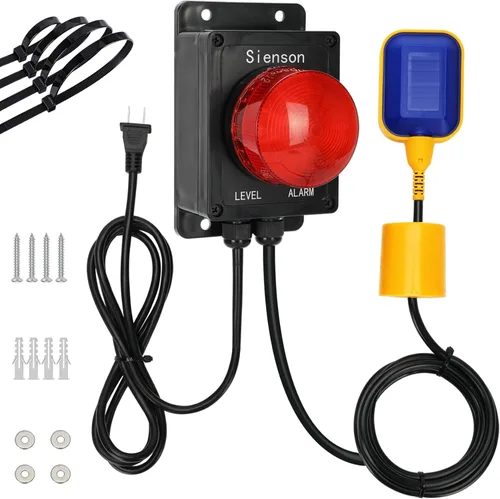 Alarma de bomba de sumidero, alarma de agua para bomba de sumidero con alarma fuerte de 110 dB e indicador LED, sistema de alarma de sumidero con