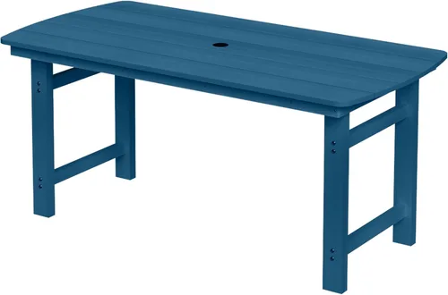 Miniatura 21 de Juego de comedor de patio al aire libre de HDPE con mesa y 6 sillas, juego de mesa y sillas de 7 piezas para todo clima, agujero para sombrilla de 2