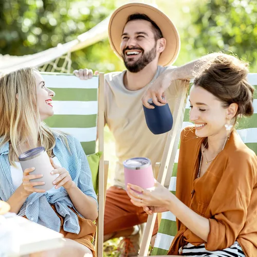 Miniatura 6 de COMOOO Vaso de vino de acero inoxidable de 12 onzas con tapa y popote, vaso de vino aislado, vaso de vino sin tallo para bebidas calientes y frías
