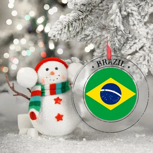 Miniatura 2 de Adornos para árbol de Navidad con bandera de Brasil, recuerdo de la ciudad del país, adornos de Navidad personalizados 2022, adornos colgantes