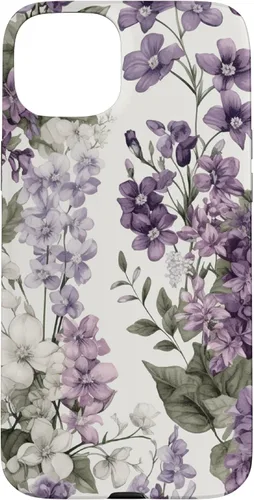 Miniatura 9 de Funda para iPhone XR White Violet Purple Lavender Lilac Floral con flores botánicas