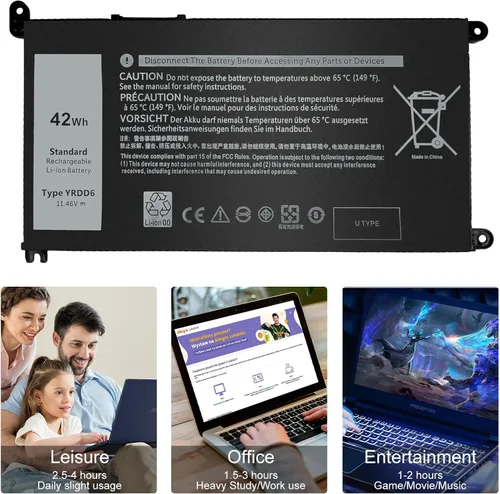 Miniatura 6 de YRDD6 - Batería para portátil de 42 Wh, 11.4 V, compatible con Dell Inspiron5491 5482 5481 5591 5485 7586 3583 3310 2 en 1 5593 3793 3493 5584 3593