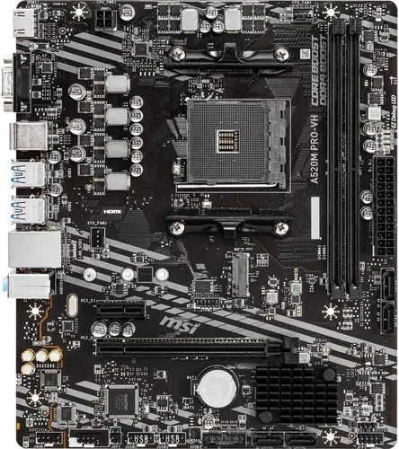 MSI Placa base A520M PRO VH ProSeries (mATX, 3ª generación, AM4, M.2, USB 3, DDR4, HDMI)