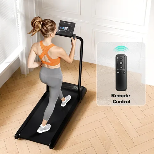 Miniatura 8 de Caminadora 3 en 1 para usar debajo del escritorio para oficina en casa con motor de 2.5 HP/4.0 MPH/45 dB, almohadilla para caminar con mango de Negro