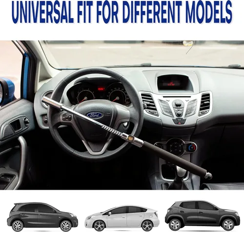 Miniatura 2 de Zento - Cerradura universal para volante, bloqueo seguro antirrobo para automóvil, longitud ajustable, doble gancho retráctil, prevención de robos