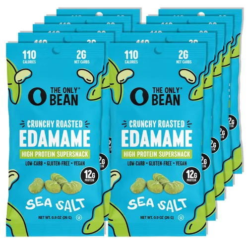 Miniatura 7 de The Only Bean Bocadillos crujientes de Edamame tostado en seco con sal marina, comida Keto alta en proteínas (11g) y baja en carbohidratos, libre