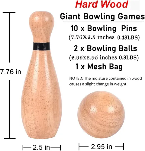 Miniatura 2 de Long game NI-ROU - Juego de bolos de césped gigante para exteriores, conjunto de césped de madera y goma, divertidos juegos deportivos