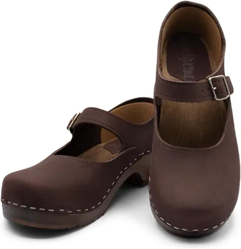 Miniatura 2 de Sandgrens Zuecos suecos hechos a mano de madera con espalda cerrada Mary Jane