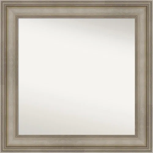Amanti Art Espejo de baño plateado para sobre el fregadero, 26 x 26 pulgadas, espejo cuadrado de plata antigua, marco de madera tradicional mediano,