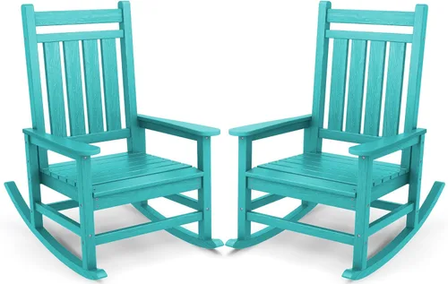 Miniatura 41 de SEWALL Mecedora de polietileno de alta densidad para adultos, mecedora de gran tamaño para exteriores, para patio, porche, Aruba
