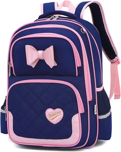 Miniatura 20 de Juego de 2 mochilas escolares con lazos para niñas y estudiantes, diseño de princesa para escuela primaria, 2pcs Negro-s, 2Pcs BagSet S