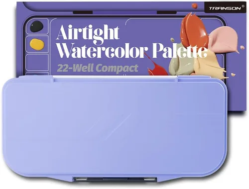 Miniatura 12 de Transon - Paleta de acuarela plegable con tapa de 18 cavidades, 2 áreas de mezcla y 1 bandeja de mezcla grande. También para paleta de pintura