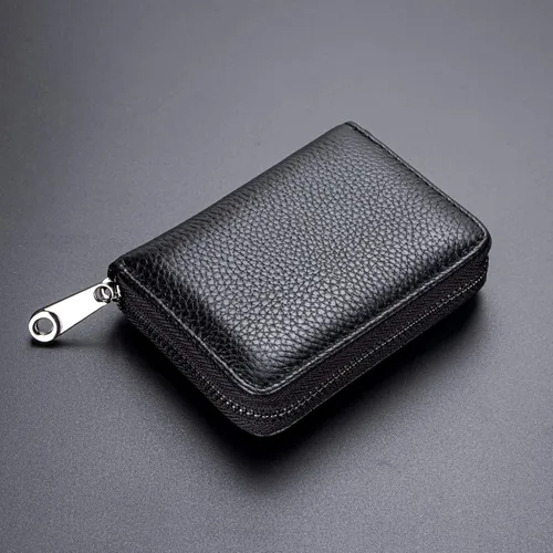 Miniatura 6 de Aiyo Fashion Cartera de cuero genuino para tarjetas de crédito, con bloqueo RFID, funda de identificación segura, organizador con cremallera