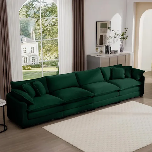 Miniatura 15 de Aoowow Sofá de dos plazas de pana, modernos sofás de nube de 2 plazas para sala de estar, sofás modulares de nube seccionales con asiento profundo