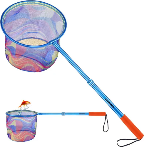 Miniatura 9 de Red de pesca para niños: red telescópica de cebo, minnow y mariposa con profundidad de 11.4 pulgadas, mango que se extiende hasta 30 pulgadas
