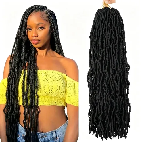 Miniatura 19 de 6 Paquetes Soft Locs Cabello de Ganchillo Pre Looped Faux Locs Trenzas de Ganchillo Goddess Locs Dreadlocs Cabello Sintético Para Mujeres Negras 1b