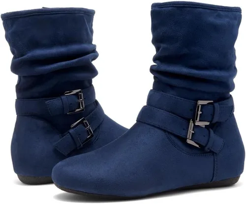 Miniatura 7 de Herstyle Lindell - Botines planos para mujer, a la moda, holgados, a media pantorrilla