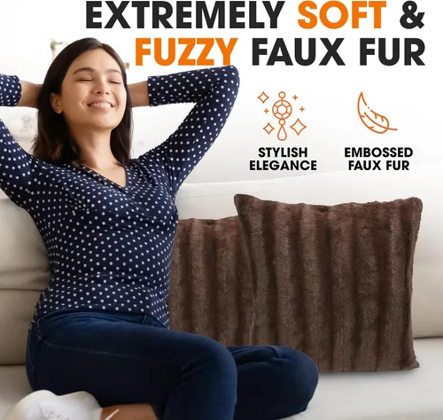 Miniatura 4 de Cheer Collection Almohadas Decorativas de Piel Sintética - Almohadas Decorativas para Sofá, Almohadas Decorativas para Cama, Almohadas de Acento