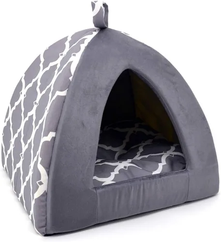 Miniatura 19 de Best Pet Supplies Casa para Perros Cama Alfombra de Jaula Carpa Interior Redonda Suave de Felpa para Razas Pequeñas, Medianas y Grandes - Beige