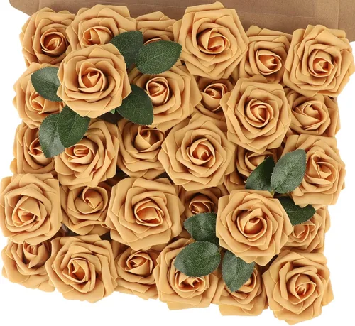 Miniatura 39 de MACTING 30 Rosas Artificiales Blancas Flores Falsas con Tallo Rosas de Espuma de Tacto Real para DIY Arreglos de Ramo de Boda Centros de Mesa White-1