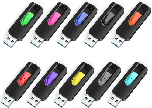 Miniatura 9 de RAOYI 10 unidades de unidades de memoria USB de 4 GB deslizantes retráctiles a granel USB 2.0 pulgar, unidad de salto, unidad de cremallera