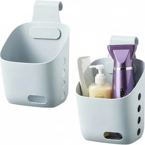 Miniatura 10 de LeleCAT Cesta colgante de plástico para cocina, cesta con gancho desmontable, cuélgala detrás de una puerta o en una barandilla, sobre la puerta