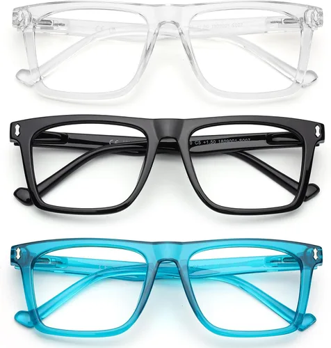 Miniatura 8 de AQWANO Oversized Design Reading Glasses Women/Men, Computer Blue Light Blocking Square Readers Paquete de 4