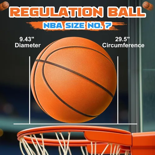 Miniatura 5 de Baloncesto silencioso tamaño 7 (29.5 pulgadas) – Baloncesto interior de espuma sin aire ranurada para regates silenciosos y entrenamiento en Naranja