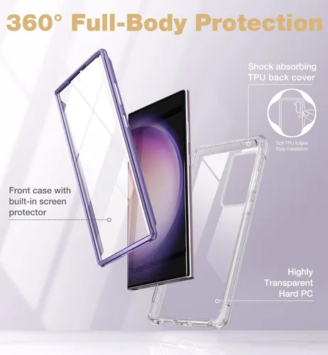 Miniatura 5 de SURITCH Funda Ultra Clear para Samsung Galaxy S23 de 6.8 pulgadas (solo protector de pantalla), [protector de pantalla integrado] carcasa rígida
