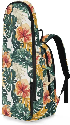 Miniatura 2 de Unisex Tennis Bag Lightweight Tropical Style Green Leaves Red Flower Zipper Tennis Bag Gym Bag for Women, Men, Teenagers raquetas de tenis